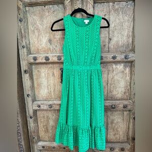 Kelly green eyelet green mid dress